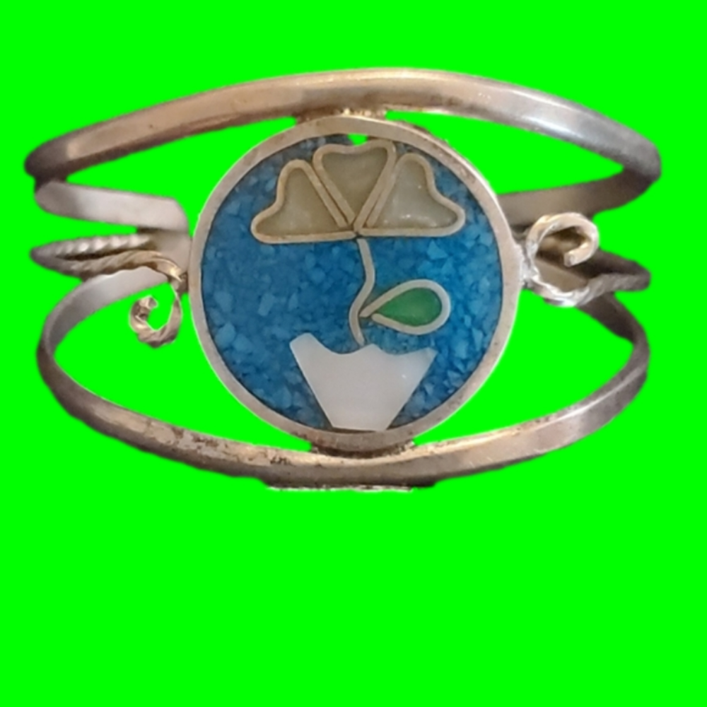 Silvertone cuff bracelet (mexico alpaca)